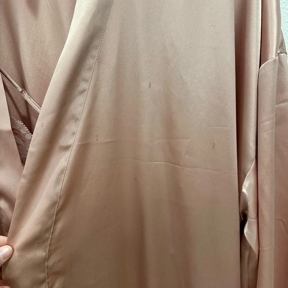 Victoria's Secret Blush Pink XL Satin Robe and Lace Chemise gown slip Set - Picture 11 of 11